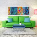 Obraz na płotnie - 147x60cm ABSTRAKCJA NIEBIESKIE TRÓJKĄTY 02110 wysyłka