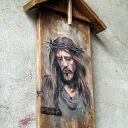 Obraz Chrystus w cierniowej koronie - malowany na starych deskach
