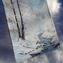 OBRAZ RĘCZNIE MALOWANY AKRYLOWY "W ZIMOWEJ BAŚNI" - 30x24cm