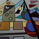Wspominając Wassilego 3 - obraz abstrakcyjny w akrylu na MDF z ramą 128 x 61 cm