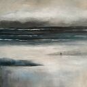 Na plaży - ręcznie malowany obraz akrylowy 60 x 50 cm