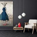 Obraz drukowany na płótnie Pani KOZA w granatowej sukience - duży format 80x120