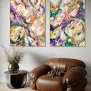 Zestaw obrazów ręcznie malowanych 100x70 cm - kolorowa abstrakcja