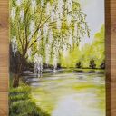 Nastrojowy pejzaż akrylowy na płótnie „Bezszelestna cisza” 40x30 cm