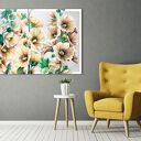 Obraz do salonu z różowymi malwami na ciemnej zieleni 120x80 cm