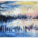 Jezioro IV (Lake IV 30x40) - obraz ręcznie malowany na płótnie, do salonu