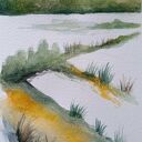 Pejzaż akwarela 25 x 15 cm - oryginalna, sygnowana praca (bez ramy)