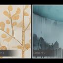 Obraz do salonu - ZŁOTE DRZEWA I KSIĘŻYC - 70x50 cm (103101)