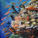 Kompozycja wodna - obraz akrylowy na płótnie 40x40