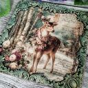 Zimowy medalion z jeleniem - ręczny decoupage shabby chic vintage 20x20 cm