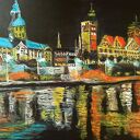 Toruń - obraz akrylowy miasto i rzeka (50x40 cm)