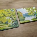 Wyprzedaż kolekcji - zestaw ręcznie malowanych obrazów - w żółtych odcieniach - 1x 30x24cm 1x 24x