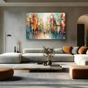 Ręcznie malowany obraz pejzażowy „Widok 31” 100 x 100 cm
