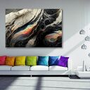 Obraz abstrakcyjny Fluid Art - czarny, złoty i kolorowy kosmos 120x80 cm