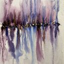 Akwarela „Symetria ze złotem” - abstrakcja z złotą farbą (17,5 x 25,5 cm)