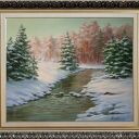 Zimowa pora w lesie - obraz olejny ręcznie malowany 60x70 cm