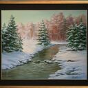 Zimowa pora w lesie - obraz olejny ręcznie malowany 60x70 cm