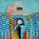 Obraz Anioł Kuglarz na zamówienie - ręcznie malowany akrylem 30x40