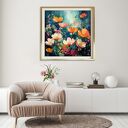 Zielony obraz abstrakcyjna łąka kwietna - kolorowy obraz wdyruk na płótnie 50x50 cm