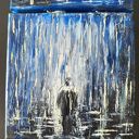 Obraz olejny deszcz deszczowa para 2 sztuki struktura 20&times;20