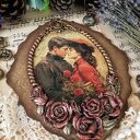 Dekoracyjny medalion z różami w stylu Prowansja - shabby chic vintage