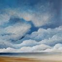 Na plaży - ręcznie malowany obraz akrylowy na płótnie 50 x 40 cm