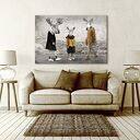 RODZINA ŁOSI W MODNYCH STYLIZACJACH - NOWOCZESNY OBRAZ DRUKOWANY NA PŁÓTNIE 120x80cm