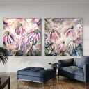 Zestaw dwóch ręcznie malowanych obrazów abstrakcyjnych 100x100 cm