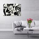 Nowoczesny obraz abstrakcja twarze 39 czarno-biały 120x80 - canvas loft glamour