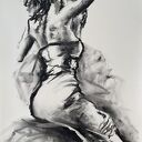 You, Me - zmysłowy rysunek kobiety węglem 100x70 cm