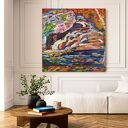 Abstrakcja malarska - obraz na płótnie 70x70 cm do salonu i biura