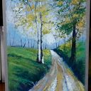 Pejzaż - rysunek w formacie A4 z pastelami olejnymi