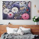 Obraz do salonu - ABSTRAKCYJNE KWIATY ORNAMENTALNY WZÓR FLORALNY - 70x50 cm (104401)