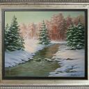 Zimowa pora w lesie - obraz olejny ręcznie malowany 60x70 cm