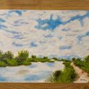 Nastrojowy pejzaż "Taniec chmur" - obraz akrylowy 30x40 cm