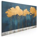 Obraz do salonu - ZŁOTE DRZEWA ABSTRAKCYJNY LAS MINIMALIZM - 70x50 cm (106801)