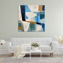 Geometryczna abstrakcja - granatowy minimalistyczny obraz - wydruk na płótnie 90x90 cm