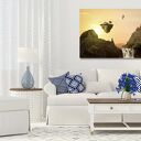 Fantastyczny obraz na płótnie z pagodą i balonem 120x80 cm