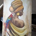 Obraz olejny 70x100 cm - Kobieta z papugą, gotowy do zawieszenia