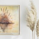 Oryginalna akwarela Szuwary 40x50 cm - ręcznie malowana trawa i woda