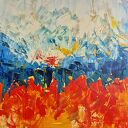 Obraz olejny „Tam gdzie płonie lód” 50x70 - nowoczesna abstrakcja
