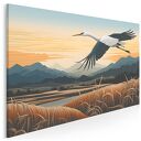 Obraz do salonu - PTAK W LOCIE ŻURAW GÓRSKI KRAJOBRAZ - 70x50 cm (106401)