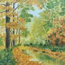 OBRAZ RĘCZNIE MALOWANY AKRYLOWY "W CIEPŁYCH ODCIENIACH" - 24x30cm