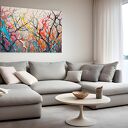 Kolorowe gałęzie drzew - nowoczesny obraz do salonu 70x50 cm