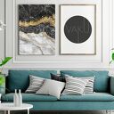 Obraz na płótnie Marmur Złoto Czarny - Art Deco w pionie 50x70 cm