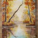 Nastrojowy pejzaż na płótnie „Ukłon ku wodzie” 40x30 cm