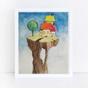 MIASTECZKO - akwarela formatu 12,5/18 cm