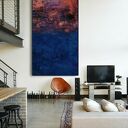 Obraz astrukturalny 80x160cm w kolorach różowa miedż indygo granat