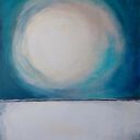 Pejzaż - obraz akrylowy 60x80 cm w turkusie i błękicie