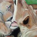 Kiss Me - obraz ręcznie malowany na płótnie z kotami 60x50